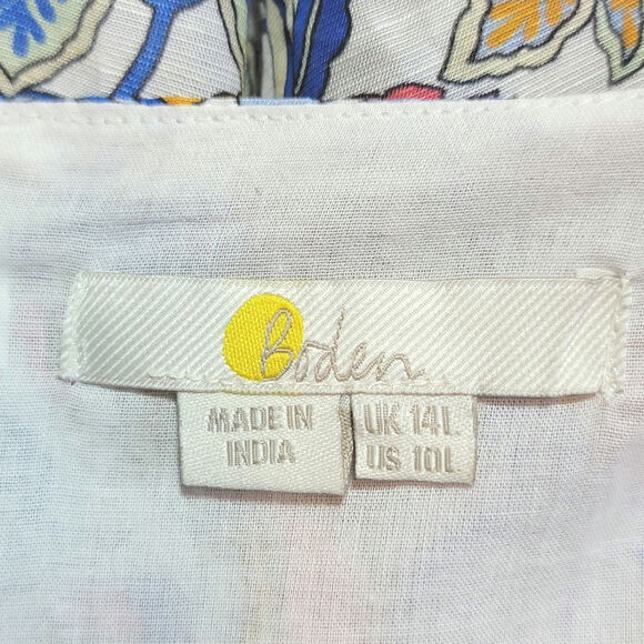 Boden Floral Paisley Print Midi Dress Full Skirt Short Sleeve Linen Summer 10L - Picture 13 of 16